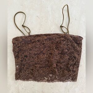 Papermoon Floral Stretch Lace Bandeau in Chocolate M